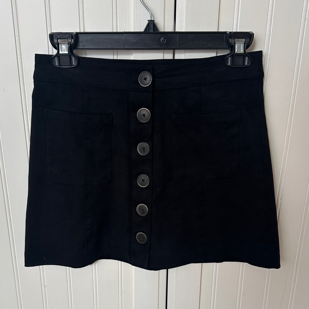 Zara Black Buttoned Mini Skirt